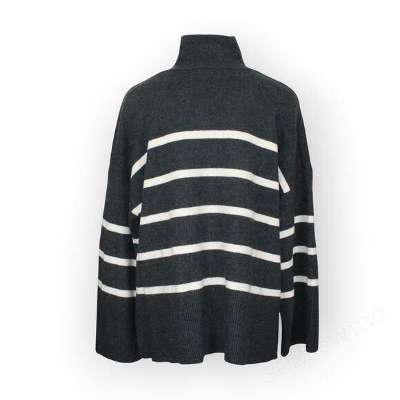 XL BananaRepublic Turtleneck Sweater Stripe Charcoal Heather Soft - Picture 5 of 16